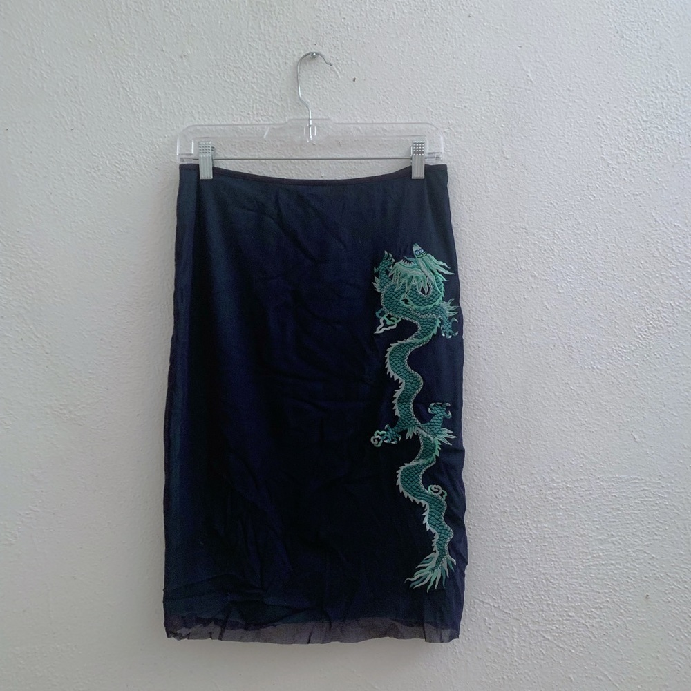 Vivienne Tam mesh dragon midi skirt